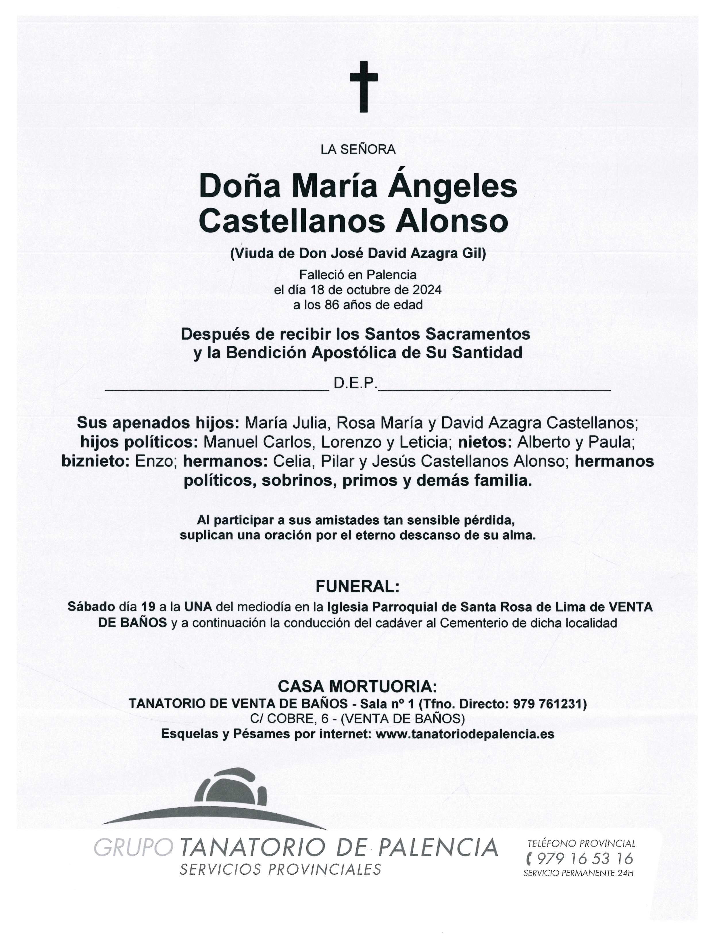 LA SEÑORA DOÑA MARÍA ÁNGELES CASTELLANOS ALONSO